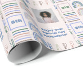 Name Age Sentiment Boho Rainbow Pink Blue Green Geschenkpapier (Rolleneckpunkt)