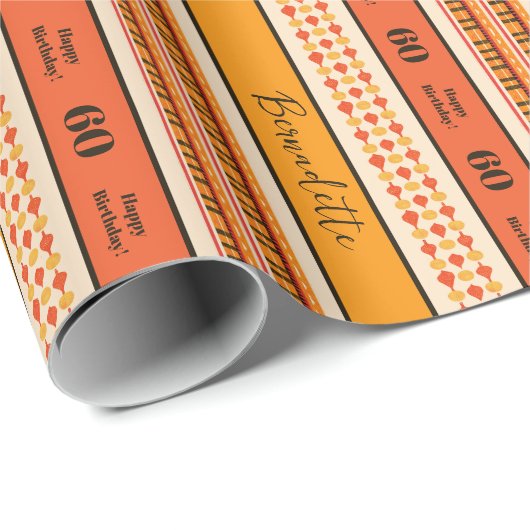 Name Age Sentiment Ethnic Bohemisch Boho Orange Re Geschenkpapier (Rolleneckpunkt)