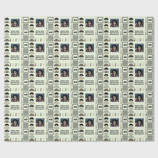 Name Age Sentiment Retro Rainbow Brown Black Sage Geschenkpapier (Flach)