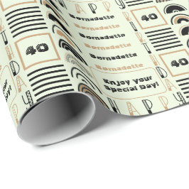 Name Age Sentiment Retro Rainbow Brown Black Sage Geschenkpapier