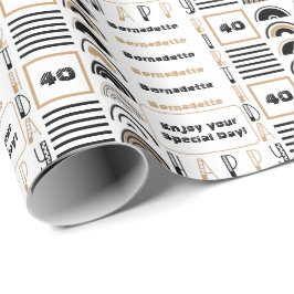 Name Age Sentiment Retro Rainbow Brown Schwarz-wei Geschenkpapier