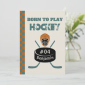 Name Age Text Jersey Number Hockey Geburtstag Einladung (Stehend Vorderseite)