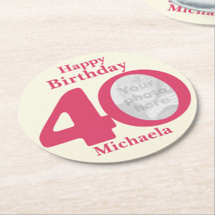Name alles Gute zum Geburtstag 40 und Runder Pappuntersetzer