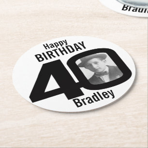Name alles Gute zum Geburtstag 40 und Runder Pappuntersetzer