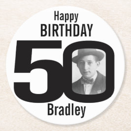 Name alles Gute zum Geburtstag 50 und Runder Pappuntersetzer