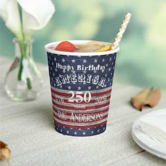 Name || Alles Gute zum Geburtstag Amerika 250 Jahr Pappbecher