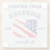 Name || Alles Gute zum Geburtstag Amerika Rustisch Glasuntersetzer (Rückseite)