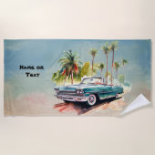 Name, Alter Blauer Wagen mit Palmen Strandtuch (Vorderseite)