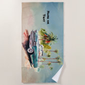 Name, Alter Blauer Wagen mit Palmen Strandtuch (Vorderseite)