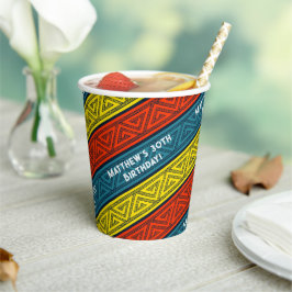 Name & Alter Geburtstagspartei Celtic Strip Red Bl Pappbecher