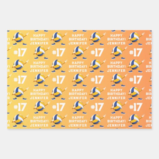 Name Alter oder Anzahl Thema Sport Dabbing Volleyb Geschenkpapier Set (Vorderseite 3)