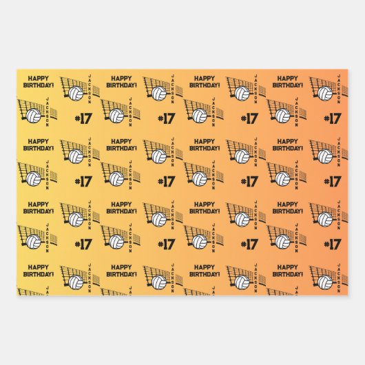 Name Alter oder Nummer Sport Thema Volleyball Geschenkpapier Set (Vorderseite 3)