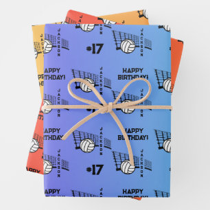 Name Alter oder Nummer Sport Thema Volleyball Geschenkpapier Set