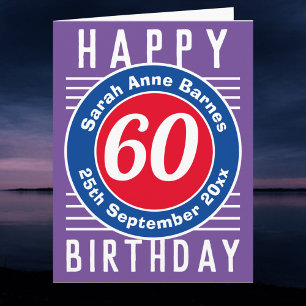 Name, Alter und Datum zum 60. Geburtstag Karte