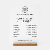 Name and Logo Business Opening Time Table Top Acrylschild (Vorderseite)