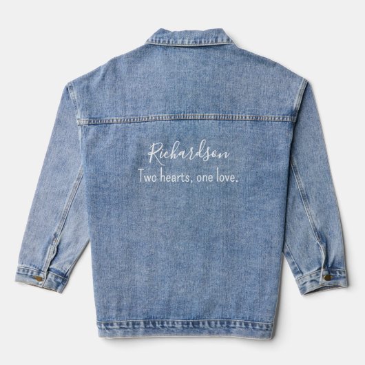 Name and Romantic Quote Wedding Jeansjacke (Rückseite)