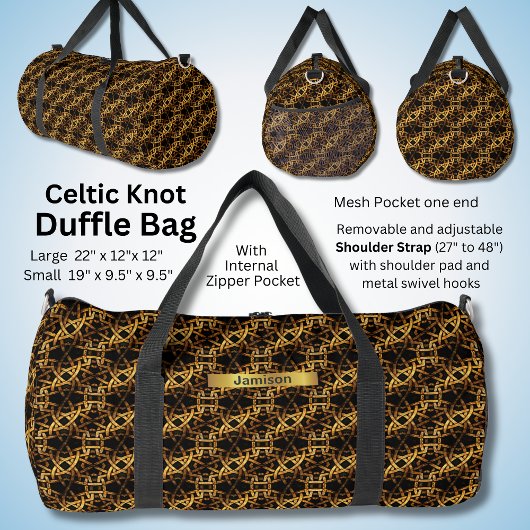 Name ändern, Gold Black Celtic Knoten Duffle Bag