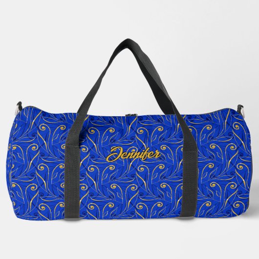 Name ändern, moderner blauer Gelbgelb Abstrakt Duffle Bag (Vorderseite)