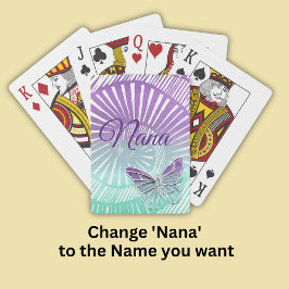 Name ändern - Nana mit Lila Swirl und Schmetterlin Spielkarten
