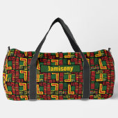 Name ändern, rot-grün-gelb-schwarz geometrisch duffle bag (Vorderseite)