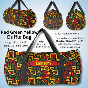Name ändern, rot-grün-gelb-schwarz geometrisch duffle bag