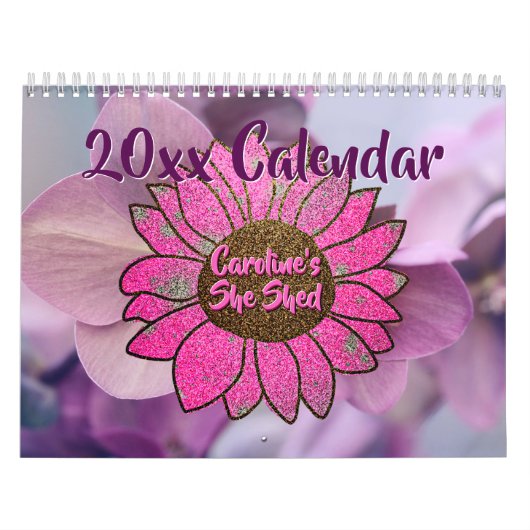Name ändern Text, den sie pinkfarben Sonnenblumen  Kalender (Titelbild)