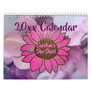 Name ändern Text, den sie pinkfarben Sonnenblumen  Kalender