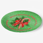 Name ändern Text Red Green Christmas 20xx 9" Pappteller (Schrägansicht)
