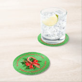 Name ändern Text Red Green Christmas 20xx hinzufüg Runder Pappuntersetzer (Vor Ort)