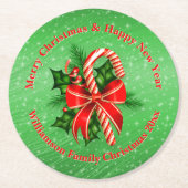 Name ändern Text Red Green Christmas 20xx hinzufüg Runder Pappuntersetzer (Vorderseite)