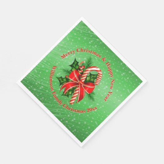 Name ändern Text Red Green Christmas 20xx hinzufüg Serviette (Ecke)