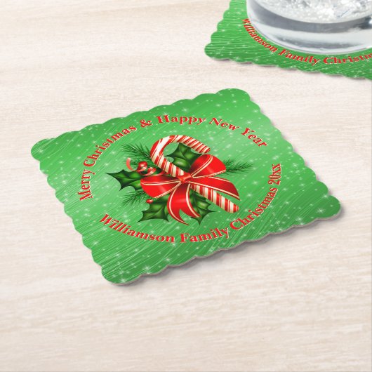 Name ändern Text Red Green Christmas 20xx hinzufüg Untersetzer (angewinkelt)