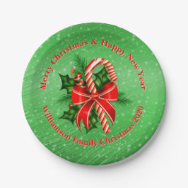 Name ändern Text Red Green Christmas 7" hinzufügen Pappteller