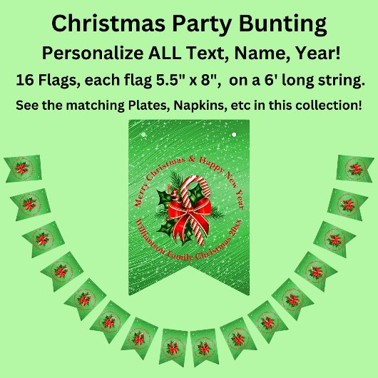 Name ändern Text Red Green Christmas Bunting F Wimpelkette