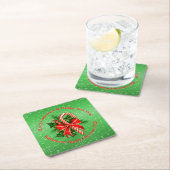 Name ändern Text Red Green Christmas hinzufügen Rechteckiger Pappuntersetzer (Vor Ort)