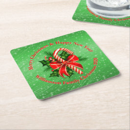 Name ändern Text Red Green Christmas hinzufügen Rechteckiger Pappuntersetzer