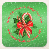 Name ändern Text Red Green Christmas hinzufügen Rechteckiger Pappuntersetzer (Vorderseite)