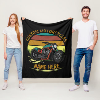 Name ändern Text Vintag Rainbow Motorrad hinzufüge Fleecedecke