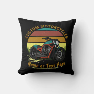 Name ändern Text Vintag Rainbow Motorrad hinzufüge Kissen