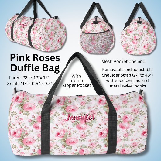 Name ändern, weich rosa Blume floral Duffle Bag