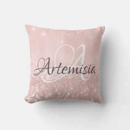 Name Anfänglich Graurosa Rose Blush White Kissen