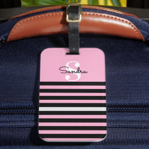 Name, anfänglicher schwarzer und rosa Streifen Chi Gepäckanhänger