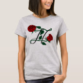 Name Anfangsbuchstabe H Monogramm mit roten Rosen T-Shirt (Vorderseite)