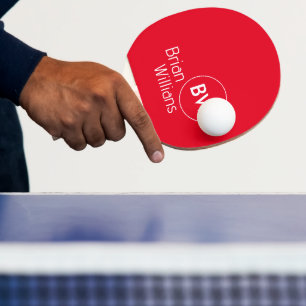 Name & Anfangsbuchstaben auf Farbe RED Tischtennis Schläger