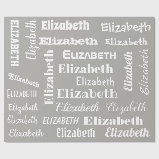 Name-Anfangsmonogramm-graues Weiß-Geschenk Geschenkpapier (Flach)