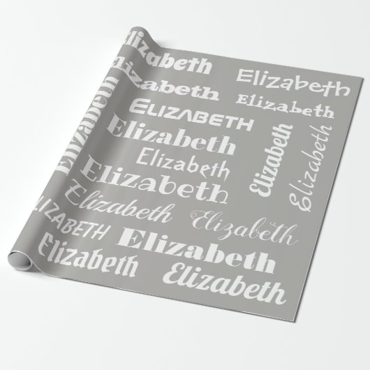 Name-Anfangsmonogramm-graues Weiß-Geschenk Geschenkpapier (Ungerollt)