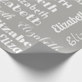 Name-Anfangsmonogramm-graues Weiß-Geschenk Geschenkpapier (Ecke)