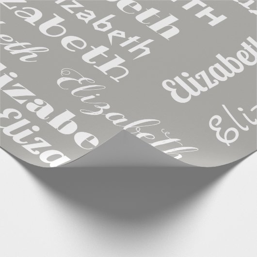 Name-Anfangsmonogramm-graues Weiß-Geschenk Geschenkpapier (Ecke)