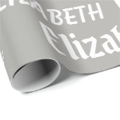 Name-Anfangsmonogramm-graues Weiß-Geschenk Geschenkpapier (Rolleneckpunkt)