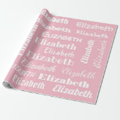 Name-Anfangsmonogramm-Rosa-Weiß-Geschenk Geschenkpapier (Ungerollt)